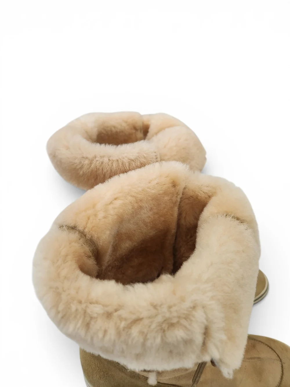 Via Spiga Tan Suede Shearling-Trim Wedge Rain Boots